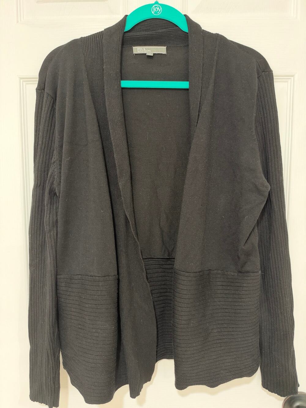 89th & Madison Black Open Front Cardigan Stretch Career XL